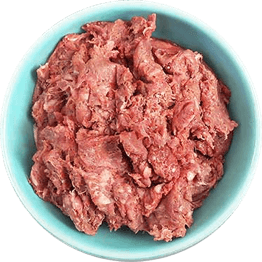 Bowl of raw dog food