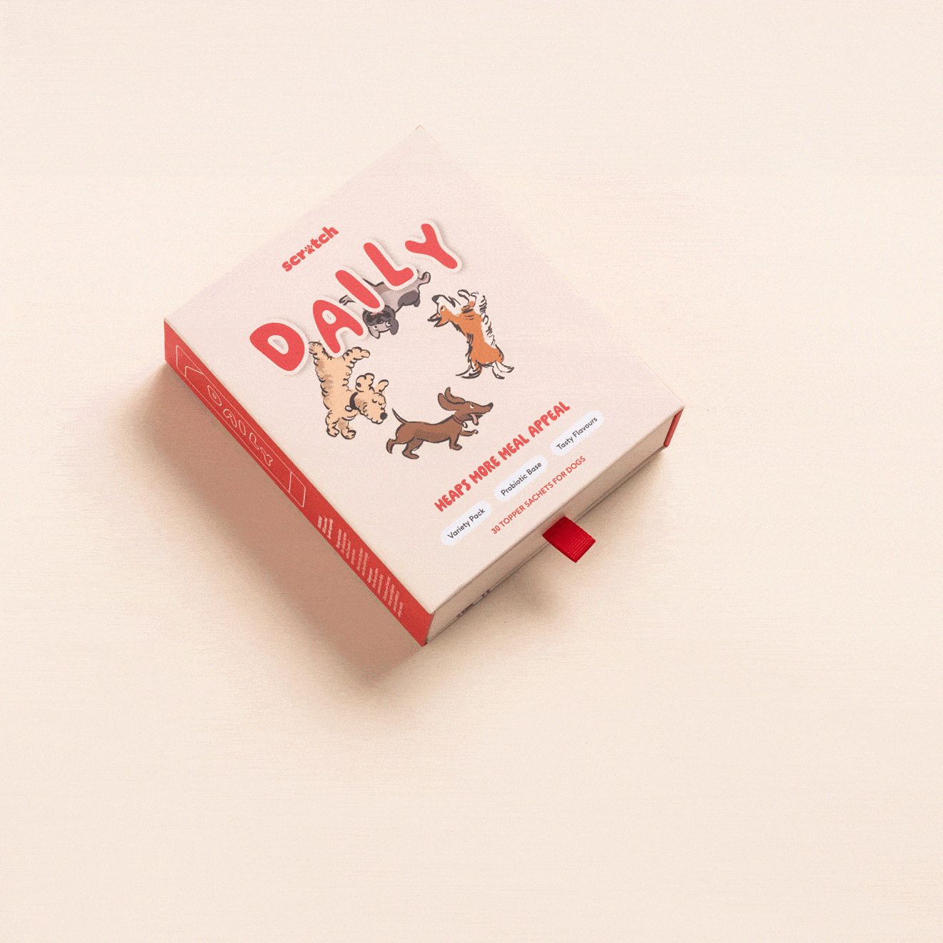 Carton of daily toppers for dogs