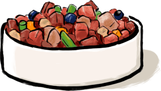 Bowl of raw dog food