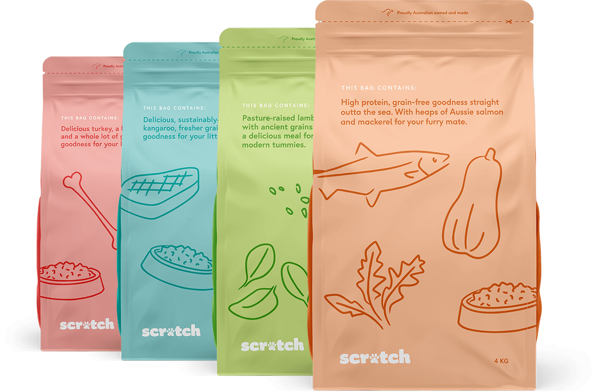 Bags of dry dog food