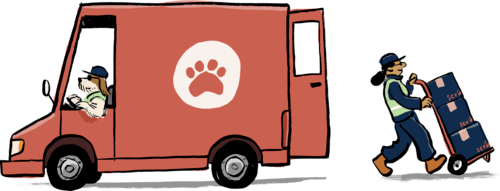 Dog food delivery truck