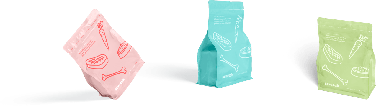 Bags of Scratch dog food
