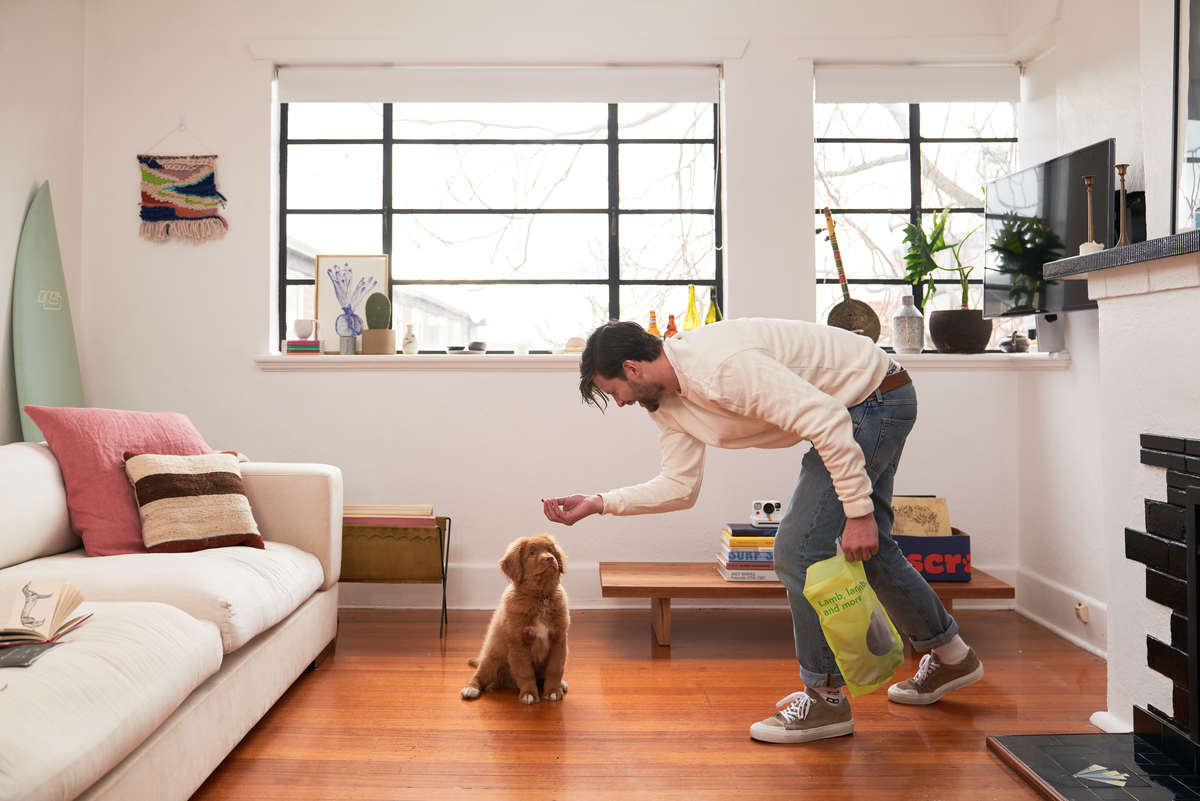 Mike feeding Mello treats